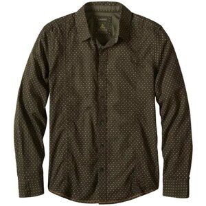 prAna Men’s Lukas Slim Fit Cotton Button Down Shirt in Dark Olive Size Medium